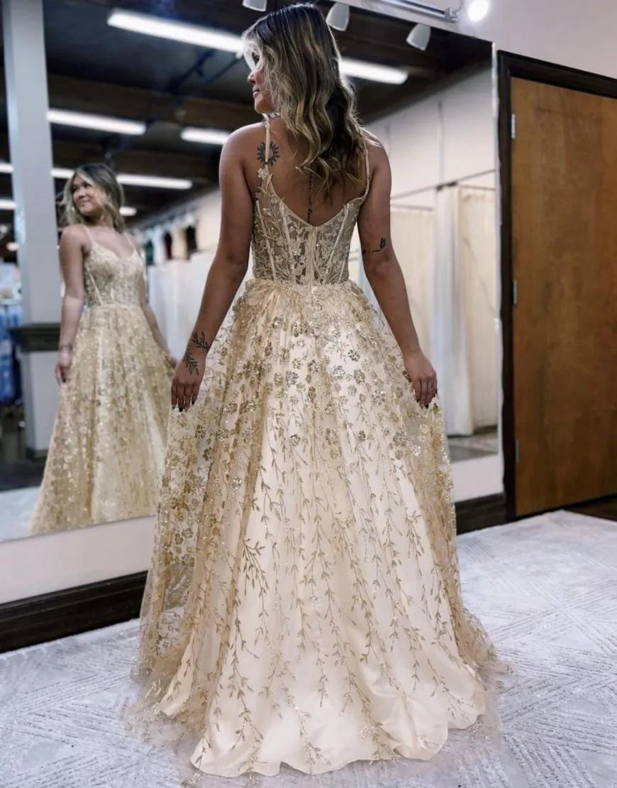 Wholesale Gorgeous A-Line Spaghetti Straps Prom Dress With Appliques prom dresses shops