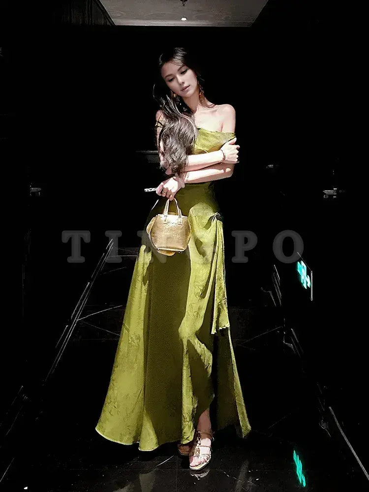 Wholesale Gorgeous A line Off The Shoulder Lace Green Prom Dresses Evening Dress formal wear dresses