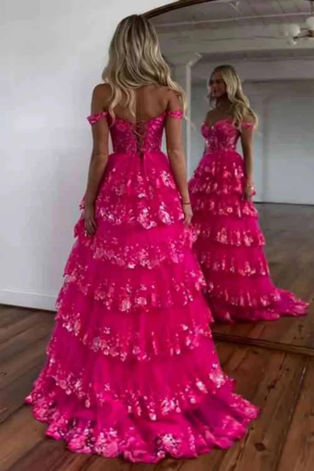 Wholesale Sparkly Gorgeous A-Line Off The Shoulder Long Prom Dress with Sequin Appliques long prom dresses with sleeves