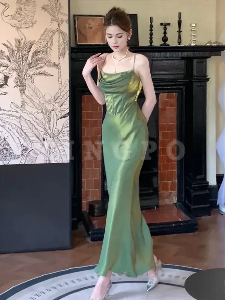 Wholesale Gorgeous Mermaid Spaghetti Straps Green Prom Dresses Evening Dress formal wear dresses