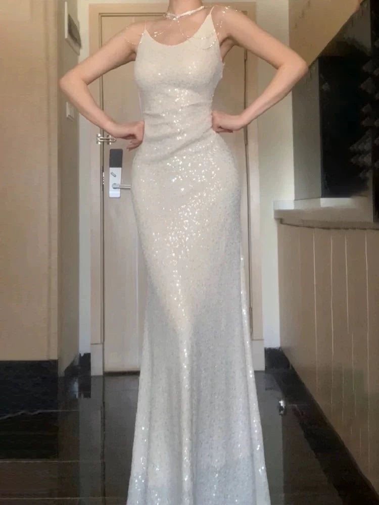 TingPo Wholesale Gorgeous Mermaid Spaghetti Straps Sequin Evening Dress Prom Dresses Birthday Outfits