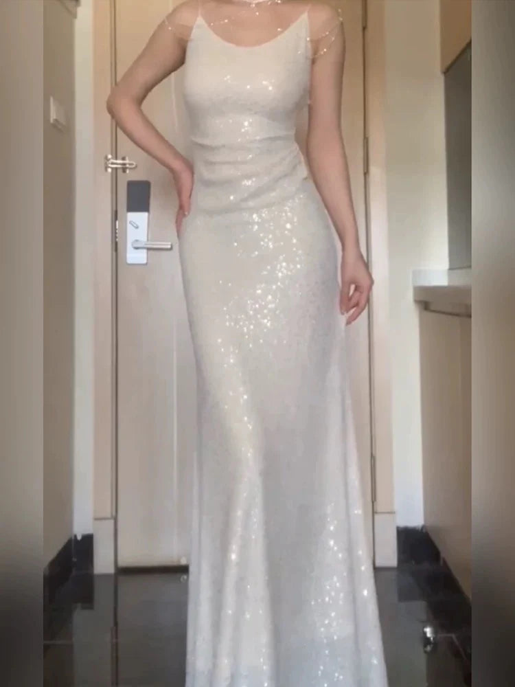 TingPo Wholesale Gorgeous Mermaid Spaghetti Straps Sequin Evening Dress Prom Dresses Birthday Outfits