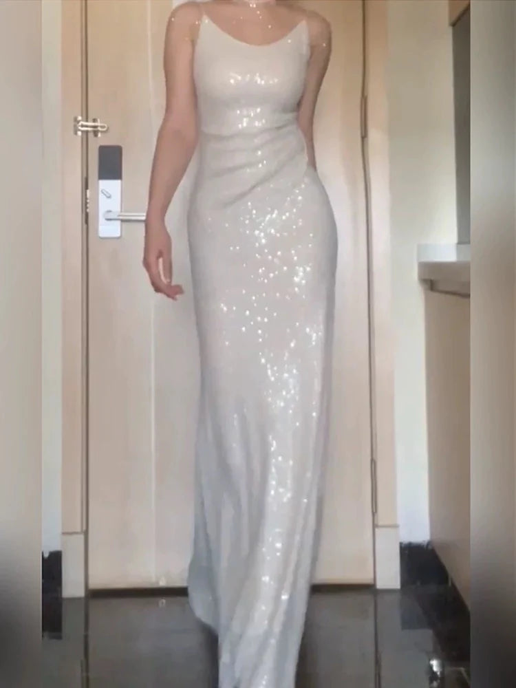 TingPo Wholesale Gorgeous Mermaid Spaghetti Straps Sequin Evening Dress Prom Dresses Birthday Outfits