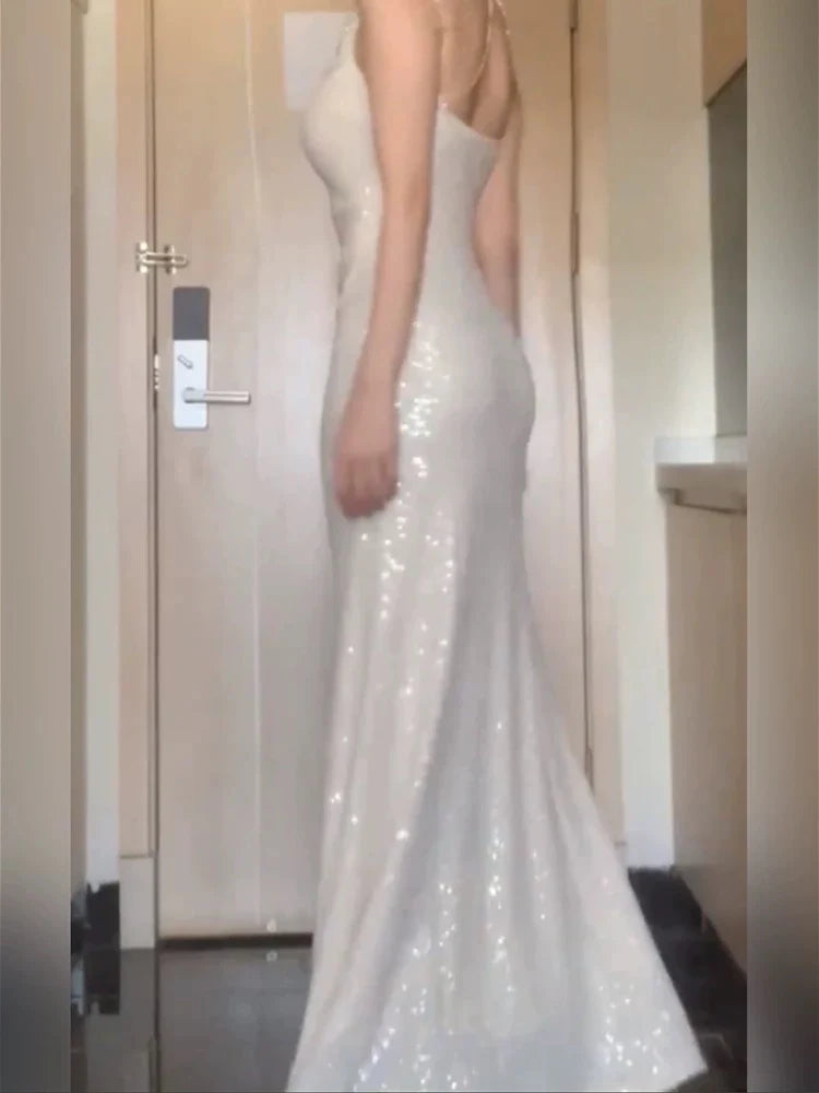 TingPo Wholesale Gorgeous Mermaid Spaghetti Straps Sequin Evening Dress Prom Dresses Birthday Outfits