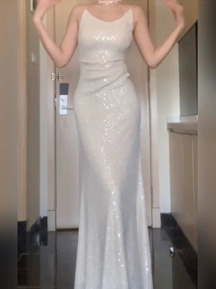 TingPo Wholesale Gorgeous Mermaid Spaghetti Straps Sequin Evening Dress Prom Dresses Birthday Outfits