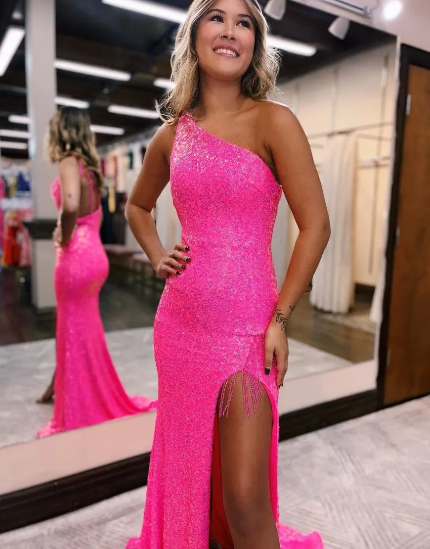 Wholesale Gorgeous Sparkly Sequin One Shoulder Long Glitter Prom Dress prom dresses shops