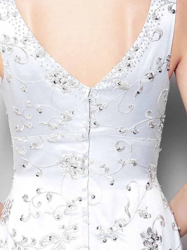 Wholesale Mother of the Bride Dress Sparkle & Shine V Neck Floor Length Lace Tulle Sleeveless with Lace Beading