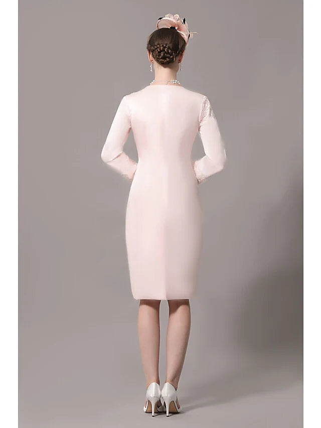 Wholesale Mother of the Bride Dress Plus Size Elegant Scoop Neck Knee Length Satin Sleeveless with Beading Appliques