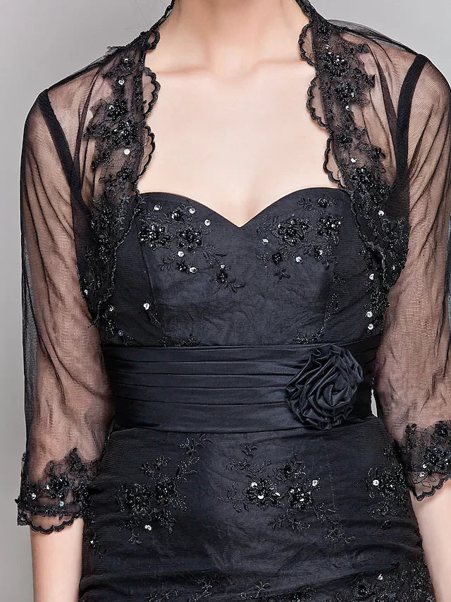 Wholesale Mother of the Bride Dress Wrap Included Sweetheart Neckline Floor Length Taffeta Tulle Length Sleeve with Lace Ruched Beading