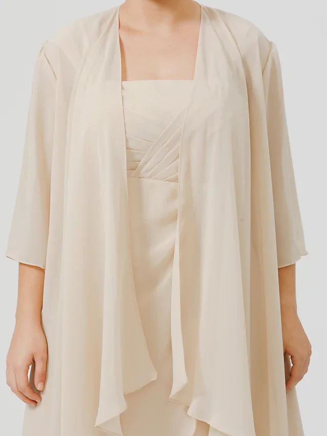 Wholesale Mother of the Bride Dress Plus Size Elegant Straps Knee Length Chiffon Sheer Lace Sleeveless with Criss Cross