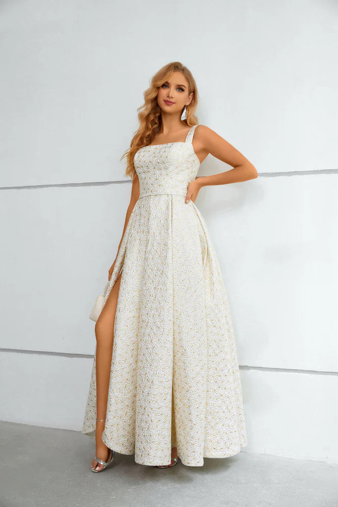 Wholesale Simple A Line Elegant Straps Floor Length Prom Dress with Side Split