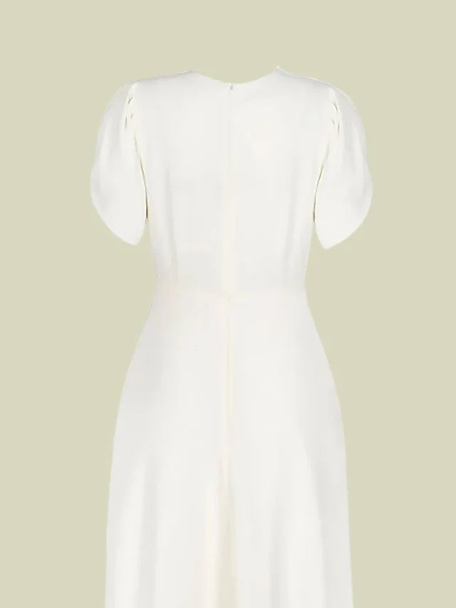 Wholesale A-Line Mother of the Bride Dress Elegant V Neck Ankle Length Chiffon Short Sleeve with Ruching