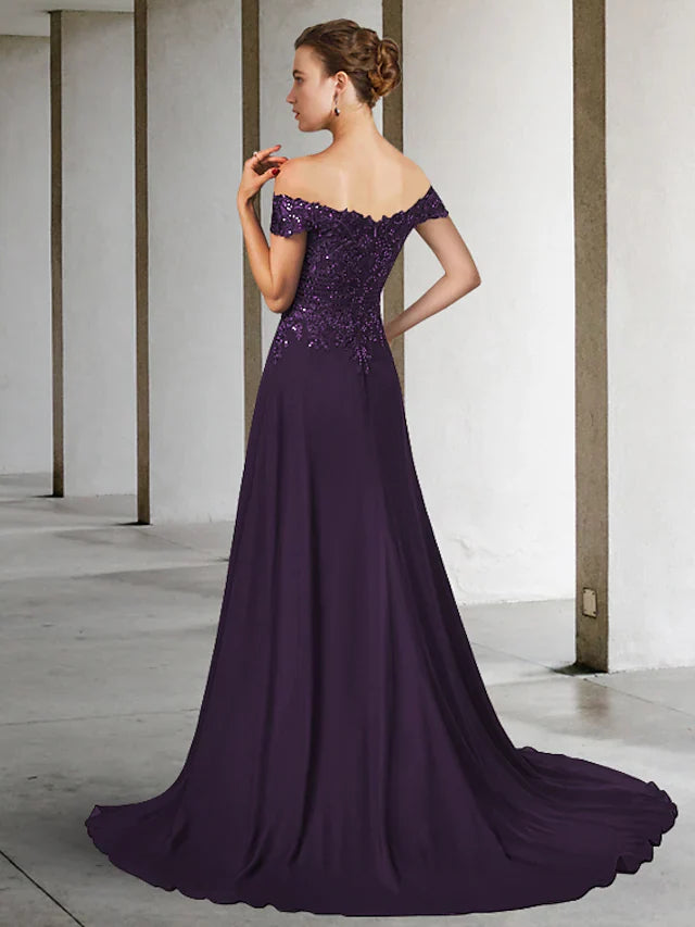 Wholesale A-Line Mother of the Bride Dress Elegant V Neck Chiffon Lace Sleeveless with Appliques