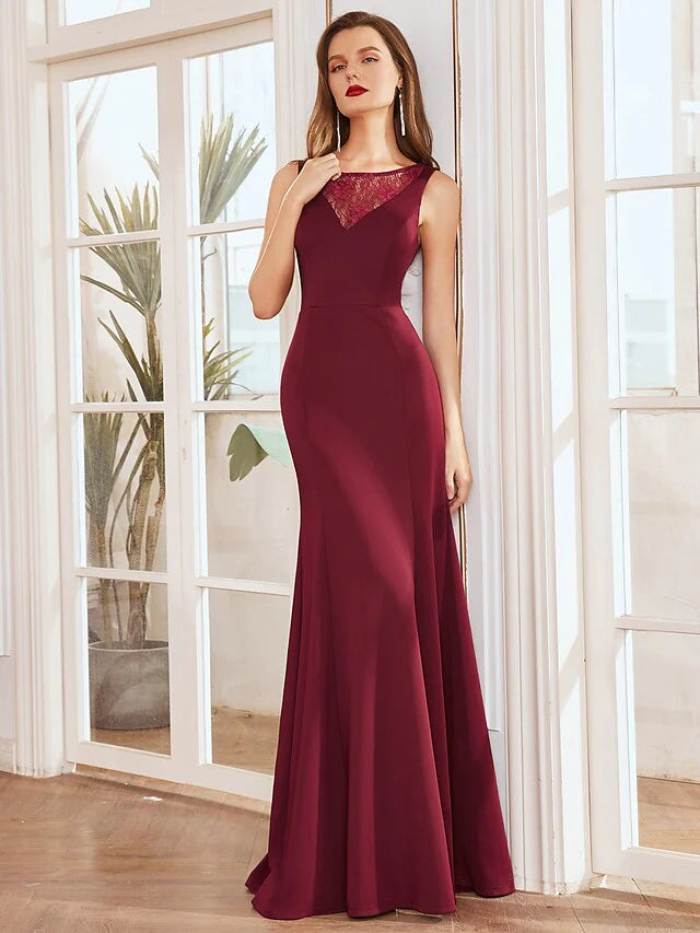 Wholesale Mother of the Bride Dress Elegant V Neck Floor Length Satin Sleeveless with Lace