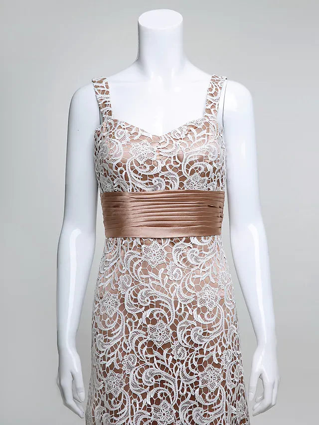 Wholesale Mother of the Bride Dress Convertible Dress Straps Lace Charmeuse Length Sleeve with Lace Ruched