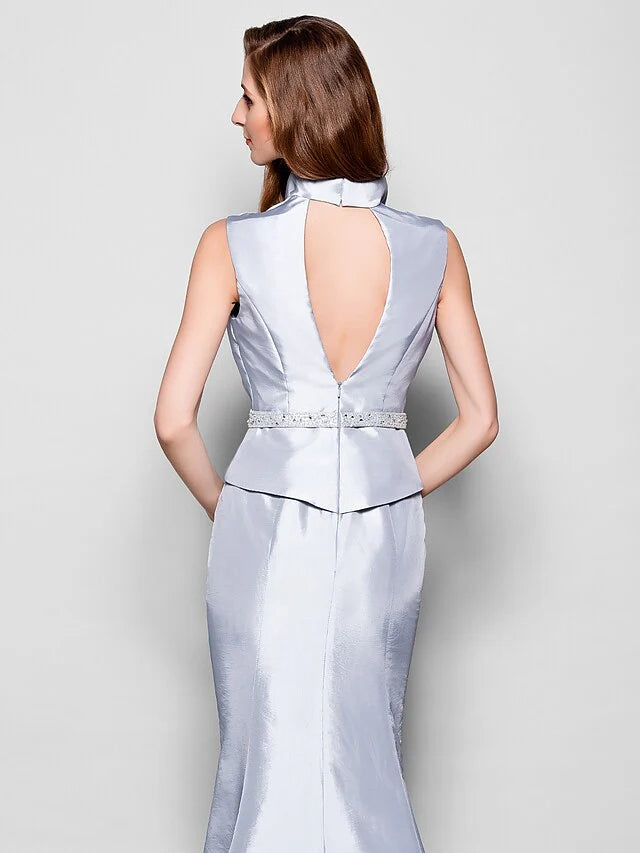 Wholesale Mother of the Bride Dress Queen Anne Taffeta Sleeveless with Sash Ribbon Beading