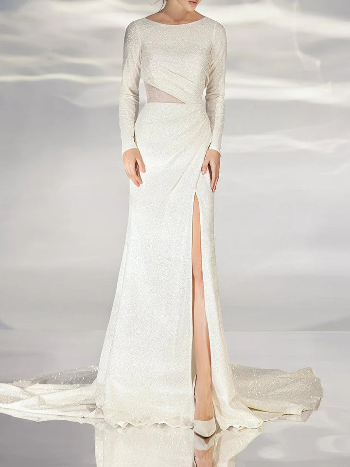 Wholesale Trumpet/Mermaid Long Sleeves Wedding Dress With Sequins & Split Side