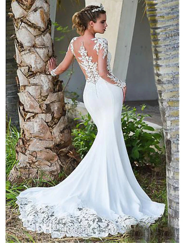 Wholesale Trumpet/Mermaid Scoop Floor-Length Lace Wedding Dress