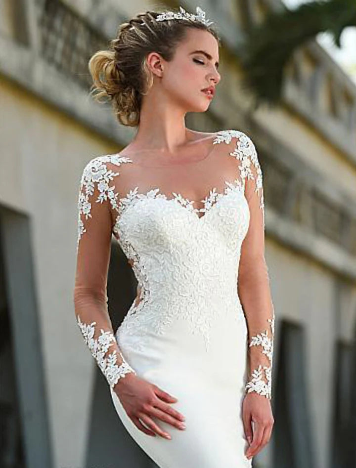 Wholesale Trumpet/Mermaid Scoop Floor-Length Lace Wedding Dress