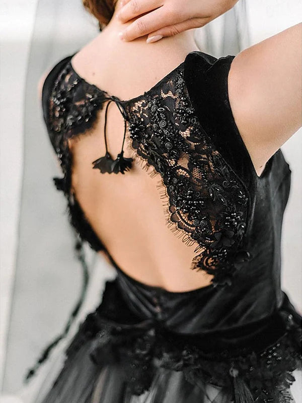 Wholesale A-Line/Princess Beach Wedding Dress Square Neck Spaghetti Strap Sleeveless With Appliques