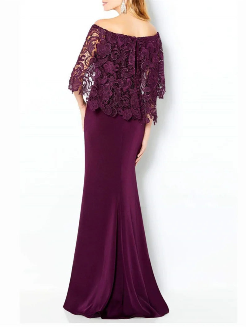 Wholesale Sheath/Column Off-The-Shoulder Mother Of The Bride Dresses With Lace