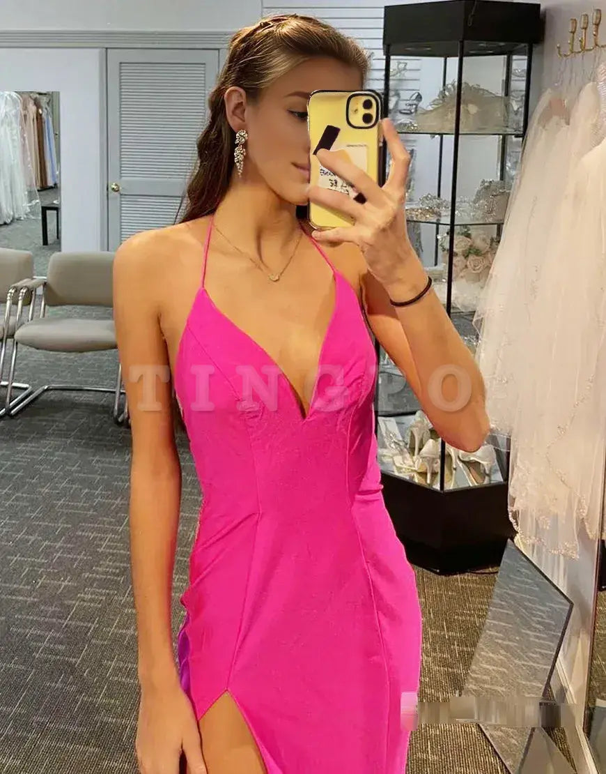 Wholesale Mermaid Backless Long Pink Prom Dress Evening Dress prom dresses shops
