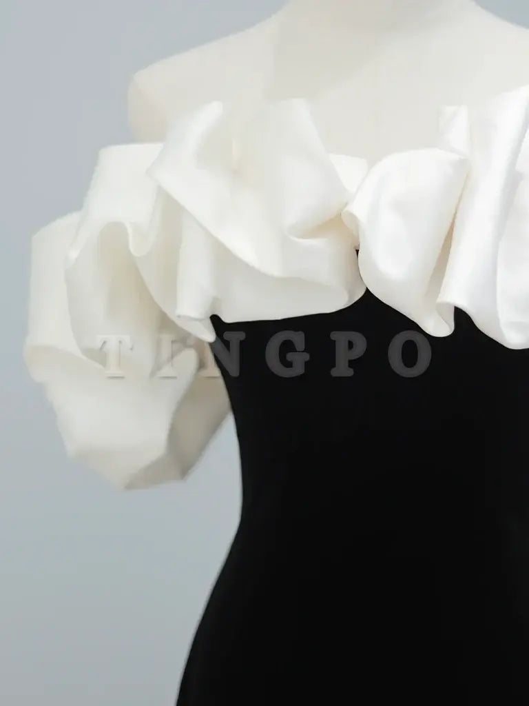 Wholesale Mermaid Off Shoulder Velvet Black Long Prom Dress Black Formal Dress gowns evening dresses