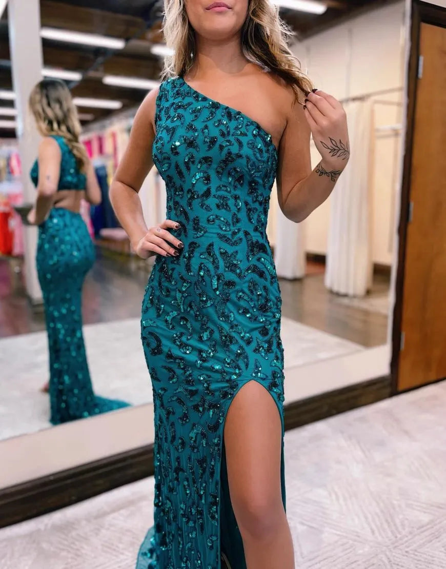 Wholesale Mermaid One Shoulder Long Prom Dress With Beading