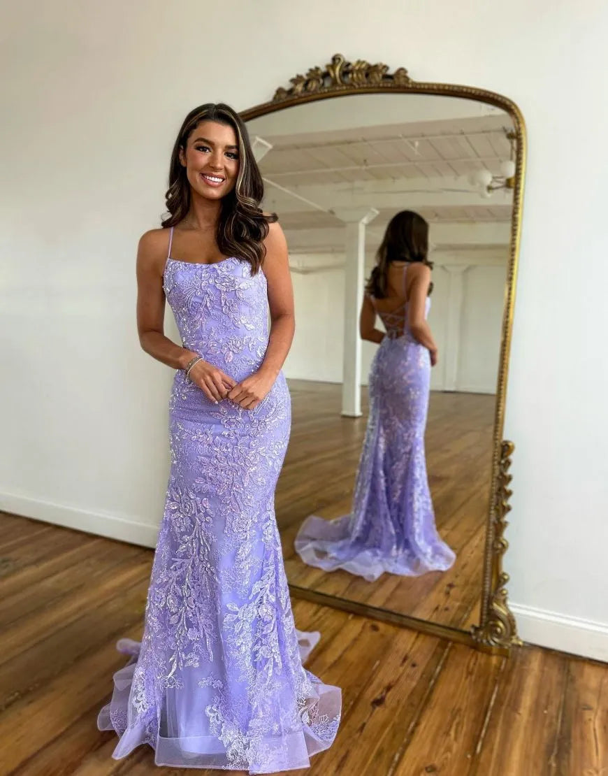 Wholesale Mermaid Spaghetti Straps Corset Back Long Prom Dress