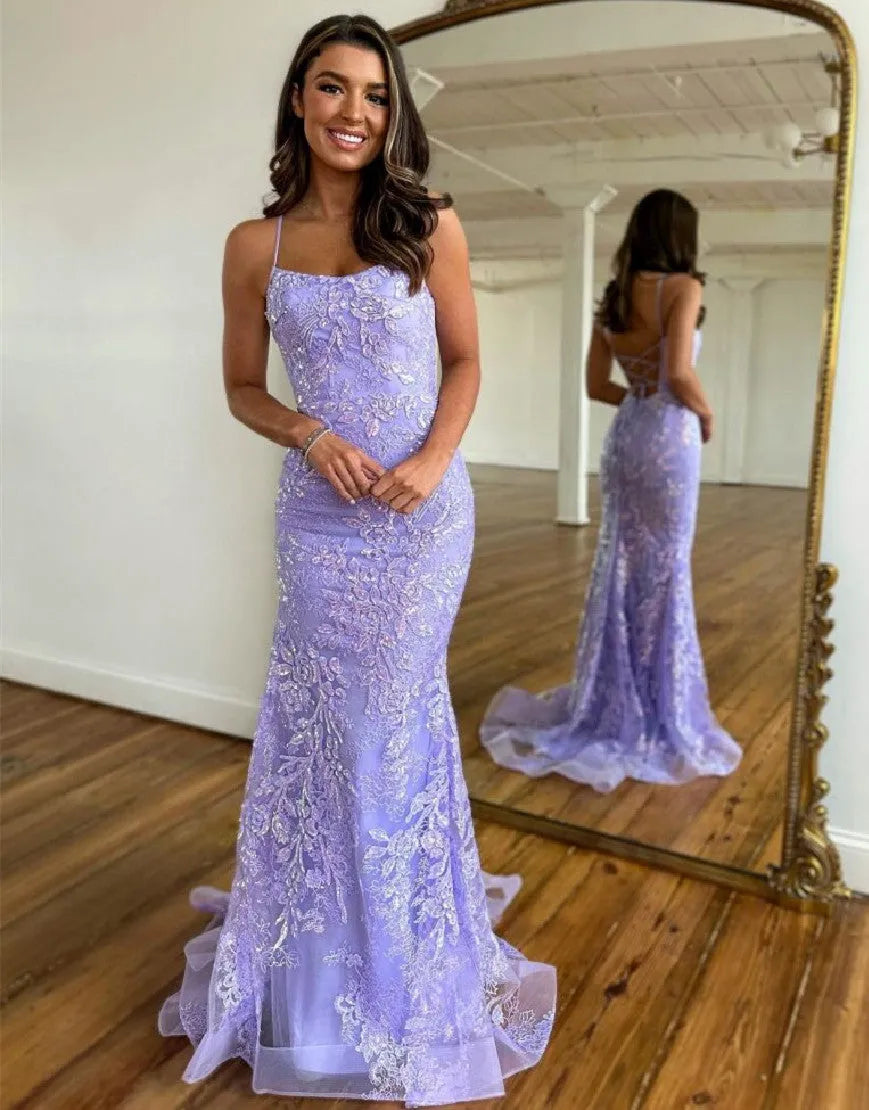 Wholesale Mermaid Spaghetti Straps Corset Back Long Prom Dress