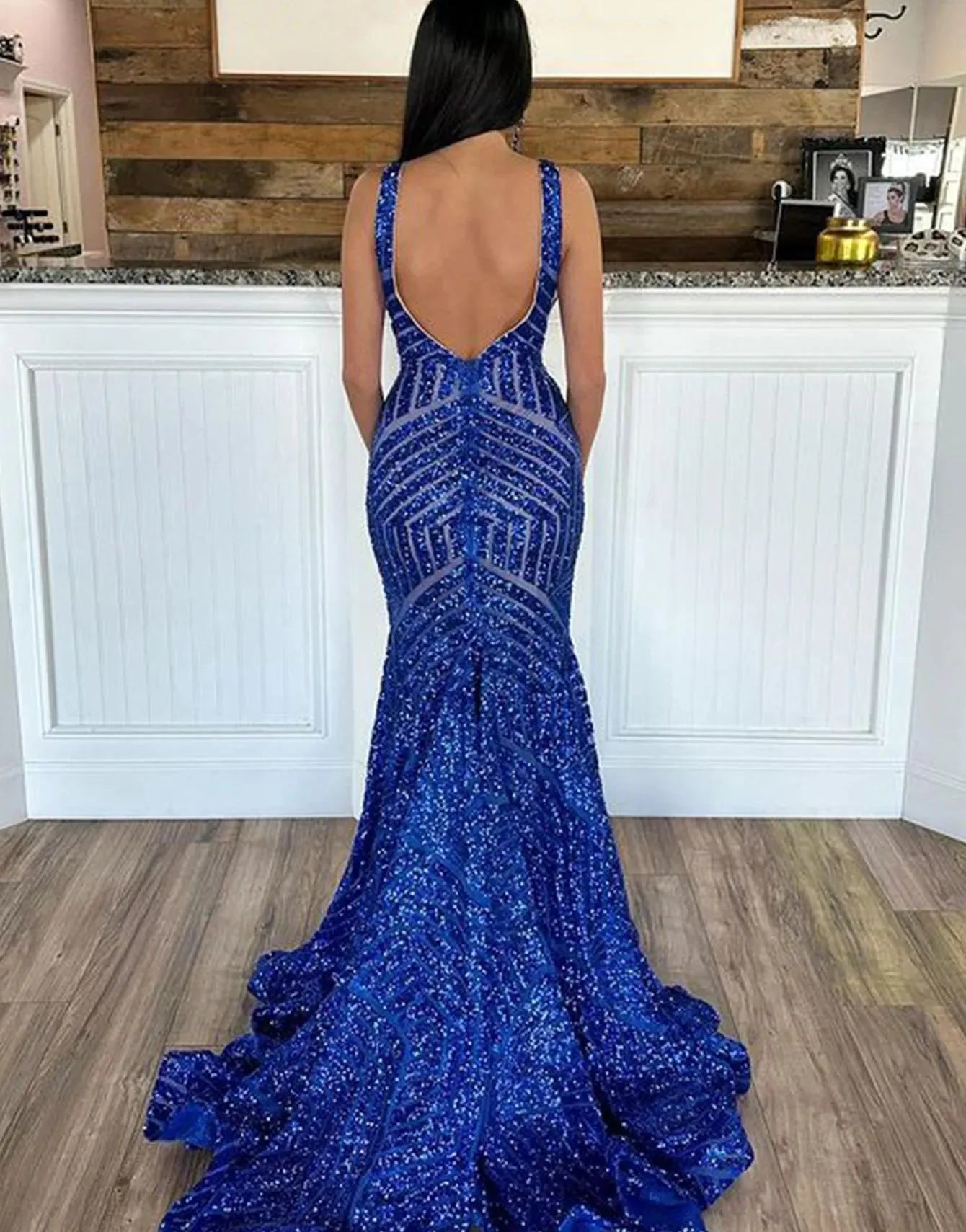 Wholesale Mermaid Sparkly Sequins Mesh Prom Dress prom dresses with long sleeves