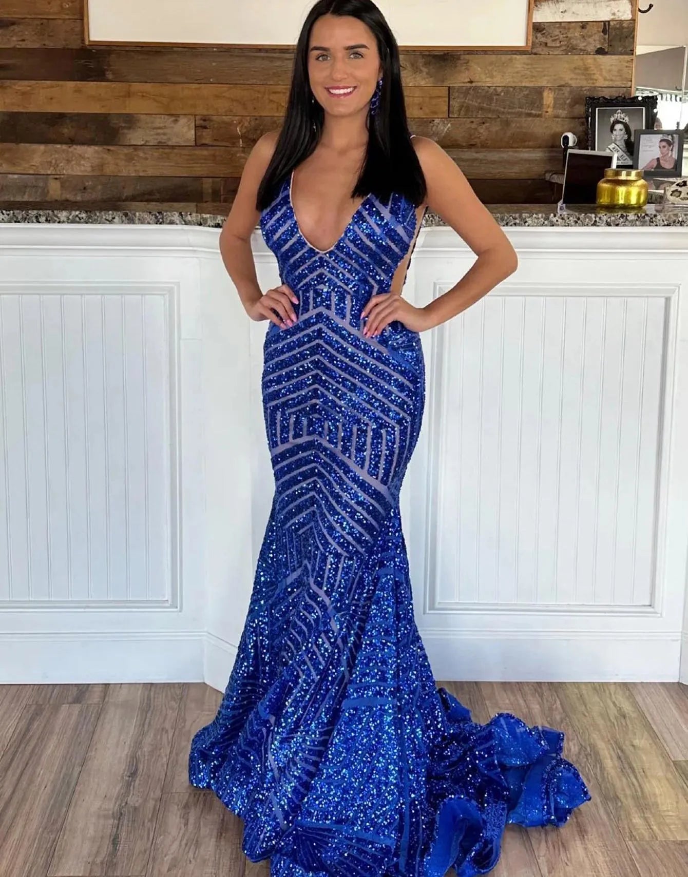 Wholesale Mermaid Sparkly Sequins Mesh Prom Dress prom dresses with long sleeves