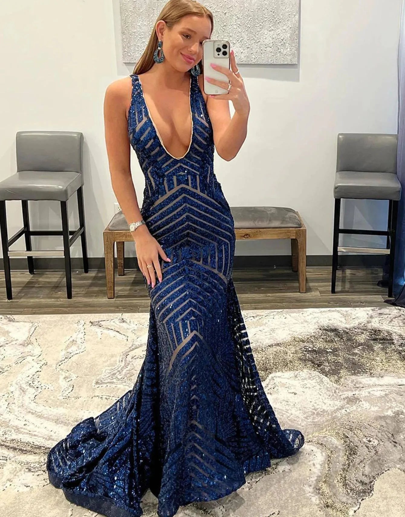 Wholesale Mermaid Sparkly Sequins Mesh Prom Dress prom dresses with long sleeves