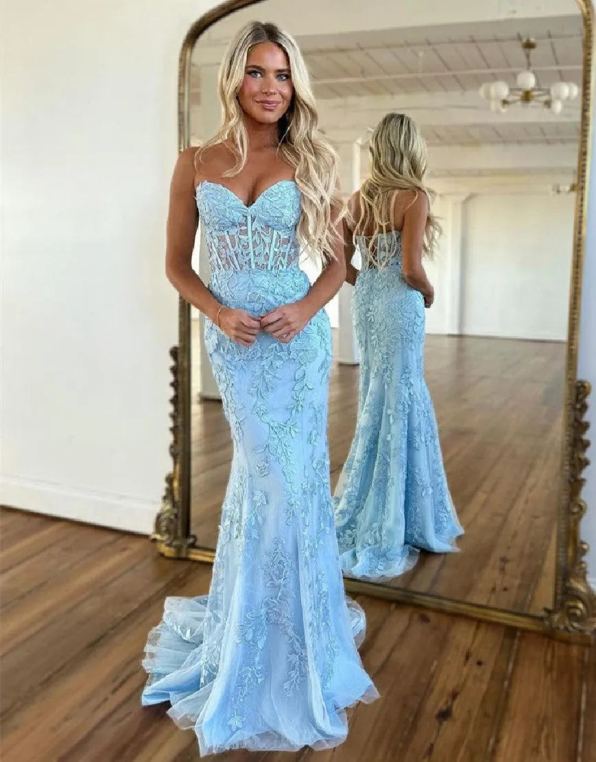 Wholesale Mermaid Sweetheart Corset Back Prom Dress With Appliques