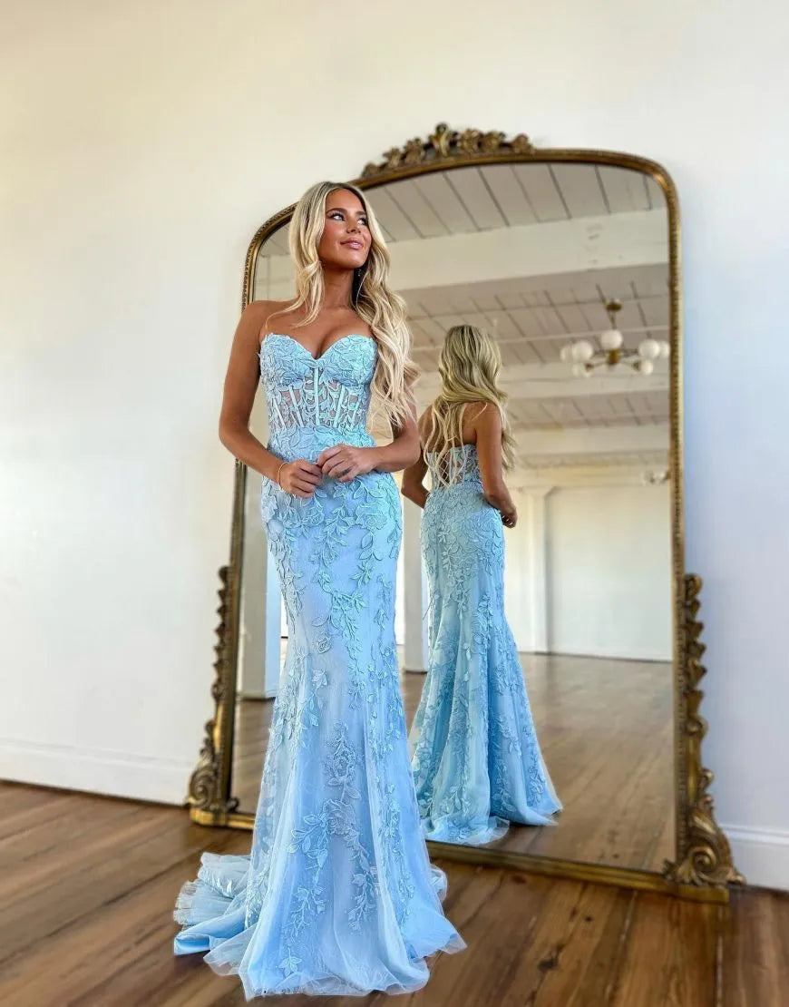 Wholesale Mermaid Sweetheart Corset Back Prom Dress With Appliques