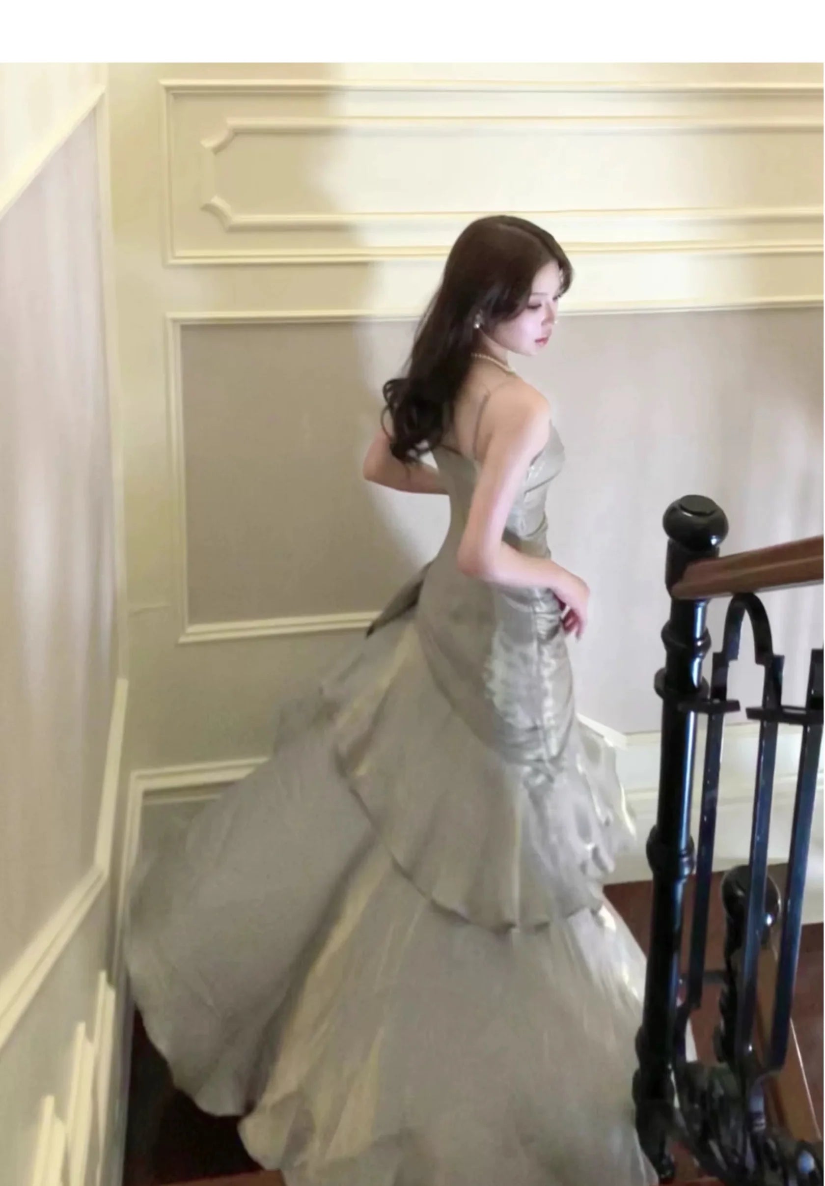 TingPo Wholesale Modest Mermaid Spaghetti Straps Long Prom Dresses Birthday Party Dress Evening Gowns