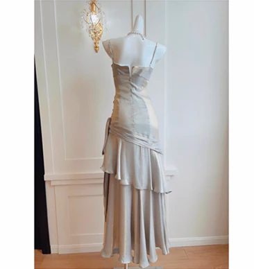 TingPo Wholesale Modest Mermaid Spaghetti Straps Long Prom Dresses Birthday Party Dress Evening Gowns