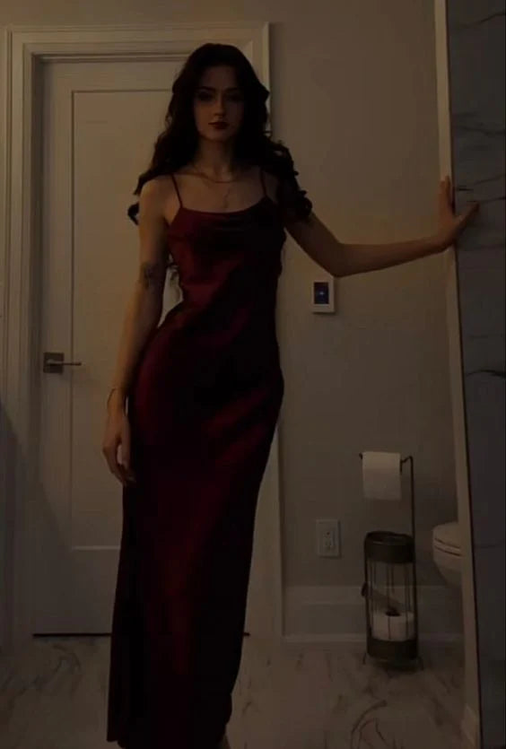 TingPo Wholesale Modest Mermaid Straps Burgundy Prom Dress