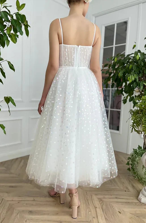 Wholesale A Line Spaghetti Straps Ankle Length Tulle Homecoming Dresses