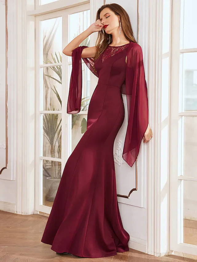 Wholesale Mother of the Bride Dress Elegant V Neck Floor Length Satin Sleeveless with Lace