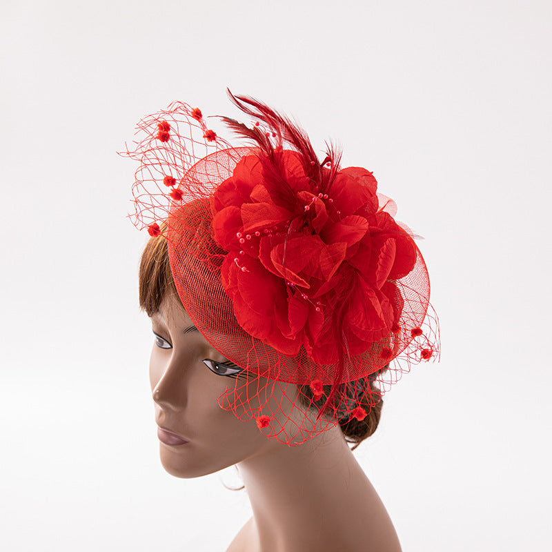 Wholesale Hats Headwear Headdress Tulle Fiber Straw Hat Saucer Hat Veil Hat Wedding Tea Party Elegant Wedding With Butterfly Lace Side Headpiece Headwear