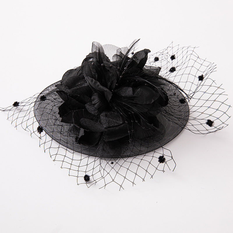 Wholesale Hats Headwear Headdress Tulle Fiber Straw Hat Saucer Hat Veil Hat Wedding Tea Party Elegant Wedding With Butterfly Lace Side Headpiece Headwear