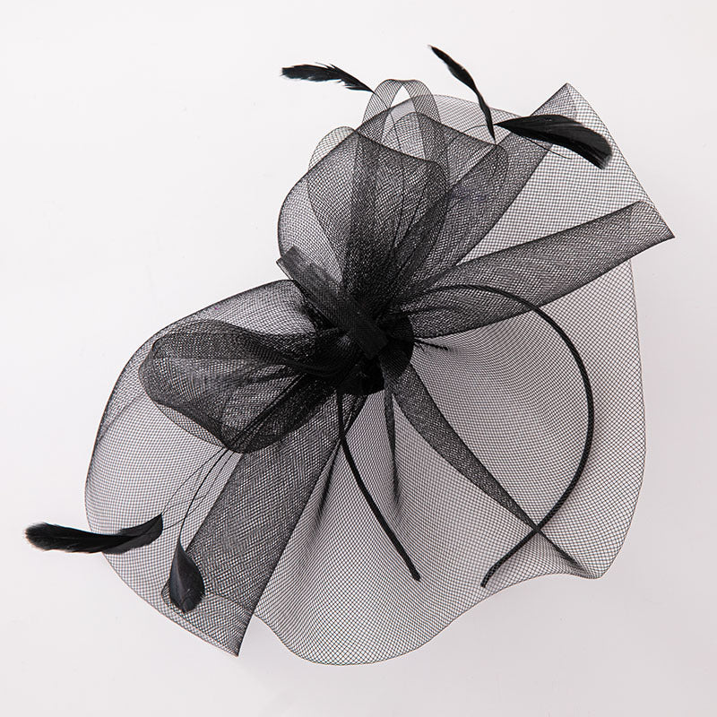 Wholesale Headbands Hats Headwear Tulle Floppy Hat Top Hat Veil Hat Wedding Tea Party Elegant Wedding With Bowknot Tulle Headpiece Headwear