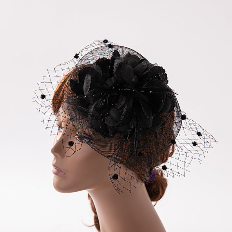 Wholesale Hats Headwear Headdress Tulle Fiber Straw Hat Saucer Hat Veil Hat Wedding Tea Party Elegant Wedding With Butterfly Lace Side Headpiece Headwear