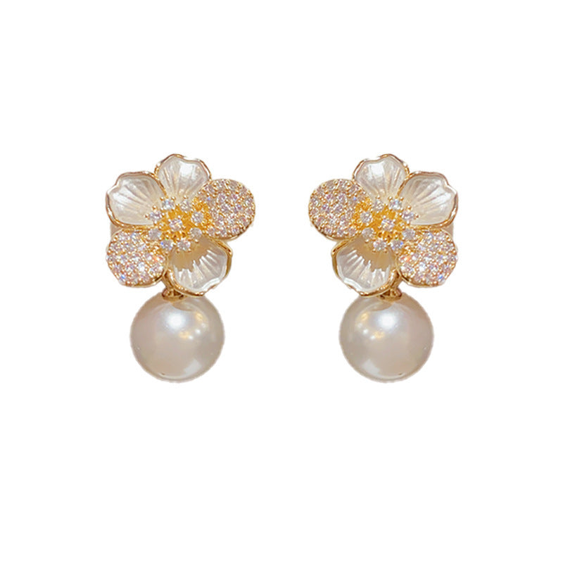 Wholesale Stud Earrings Fine Jewelry Classic Precious Flower Shape Cute Stylish Earrings Jewelry Gold For Gift Festival
