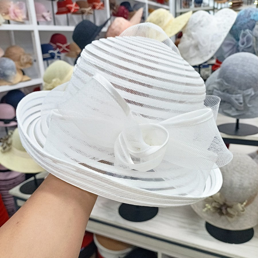Wholesale Hats Fiber Bucket Hat Floppy Hat Sun Hat Wedding Tea Party Elegant Wedding With Floral Pearls Headpiece Headwear