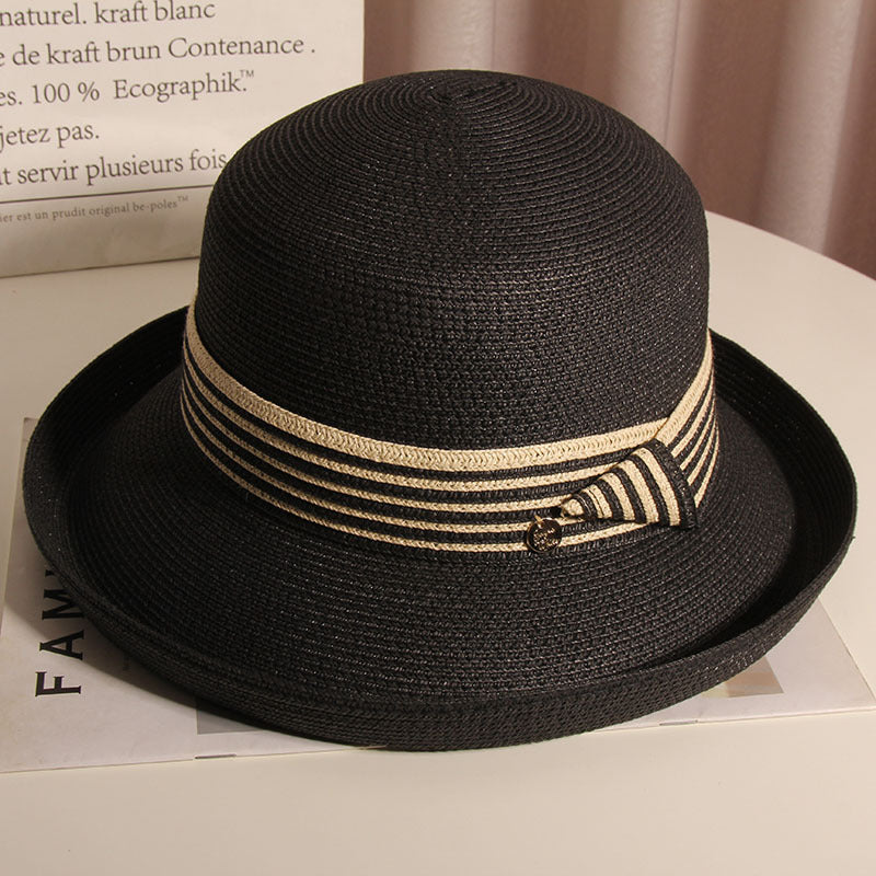 Wholesale Hats Fiber Bowler / Cloche Hat Bucket Hat Floppy Hat Casual Beach Elegant Wedding With Faux Pearl Splicing Headpiece Headwear