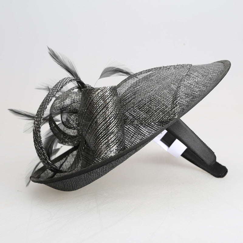 Wholesale Hats Tulle Sinamay Saucer Hat Top Hat Veil Hat Wedding Tea Party Elegant Retro With Tulle Face Veil Headpiece Headwear