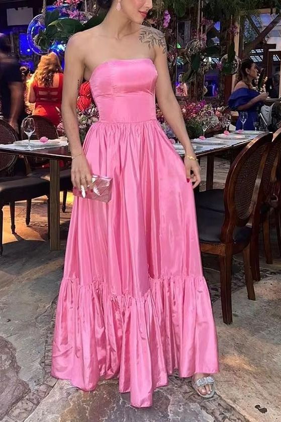 TingPo Wholesale Pink Leg Split Prom Dress Women Sexy Party Dresses