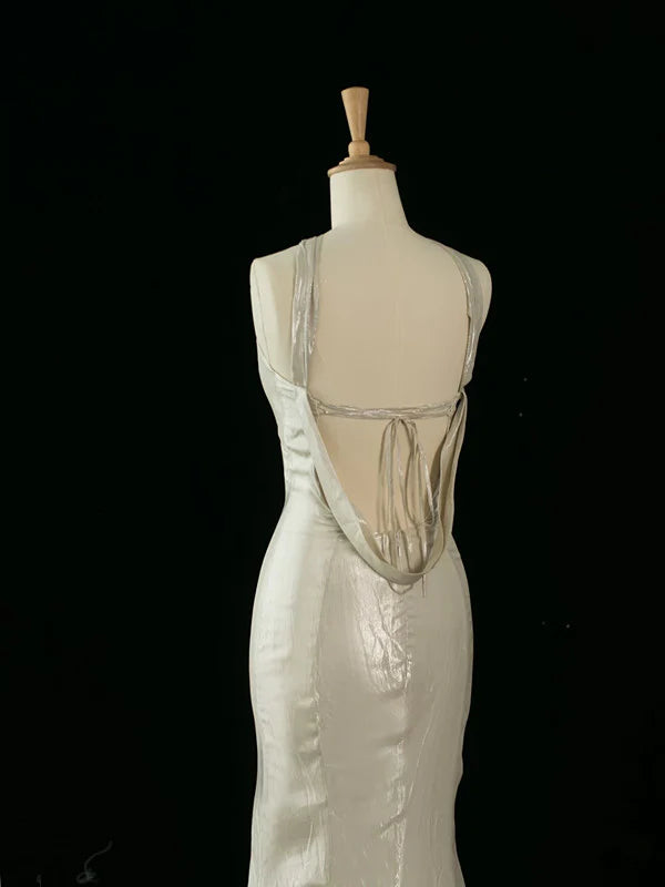 TingPo Wholesale Pretty Mermaid Halter Sequin Long Prom Dresses Party backless Evening Dress